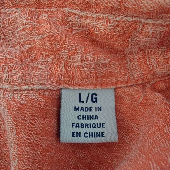 Tommy Bahama Mens Button Down Shirt Sz L Short Sleeve100% Silk Orange Palm Trees - Picture 4 of 11